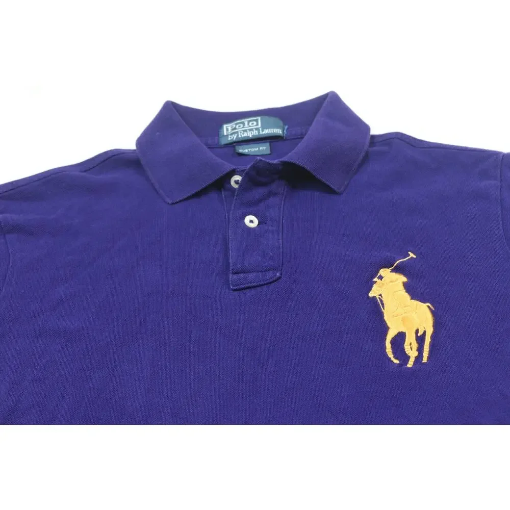 Vintage Polo Ralph Lauren BIG PONY Polo Shirt Mens Medium Purple Short Sleeve